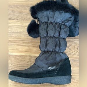 Coach Women's Dark Quilted Winter Boots